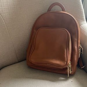Brown leather backpack